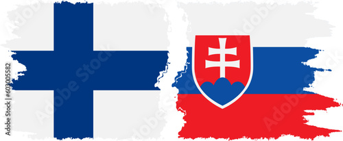 Slovakia and Finland grunge flags connection vector
