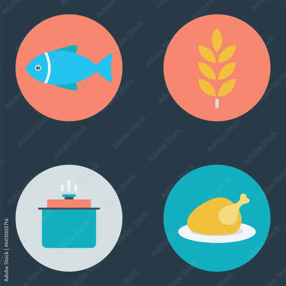 Bundle of Organic Cooking Flat Icons 

