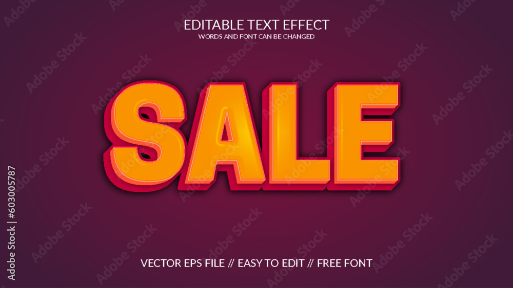 Sale 3D Eps Vector Editable Text Effect