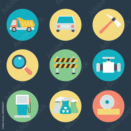 Bundle of Industrial and Production Accessories Flat Icons 

