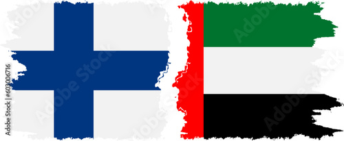 United Arab Emirates and Finland grunge flags connection vector
