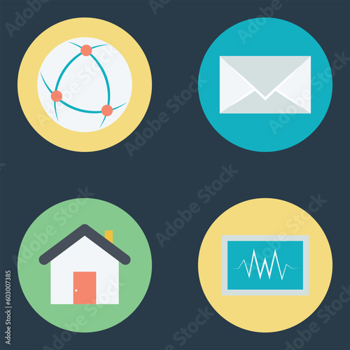 Set of Communication Sources Flat Icons 

