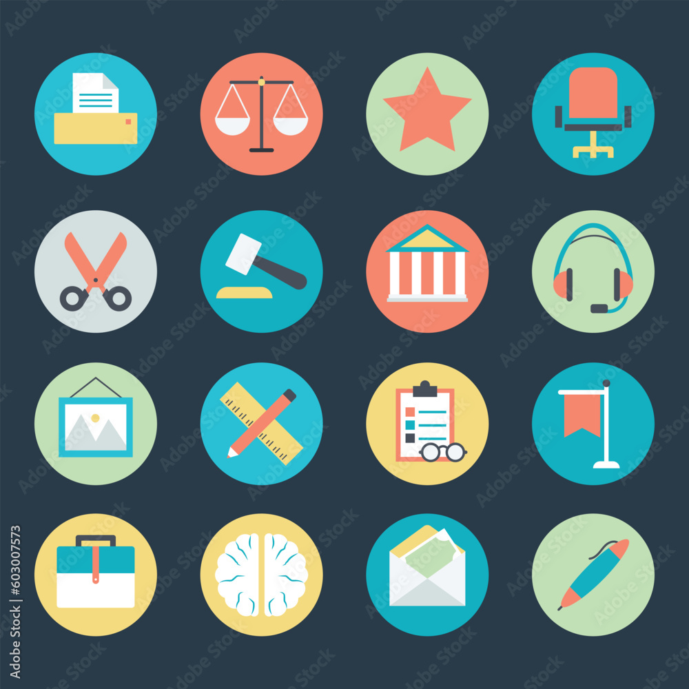 Pack of Office Objects Flat Icons
Pack of Office Objects Flat Icons
