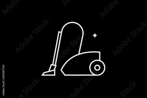 Geometric cleaner vacuum illustration. in flat style design. Vector flat icon.	
