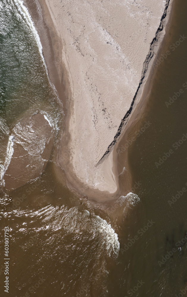Aerial view to a mouth of Veleka river, Bulgaria