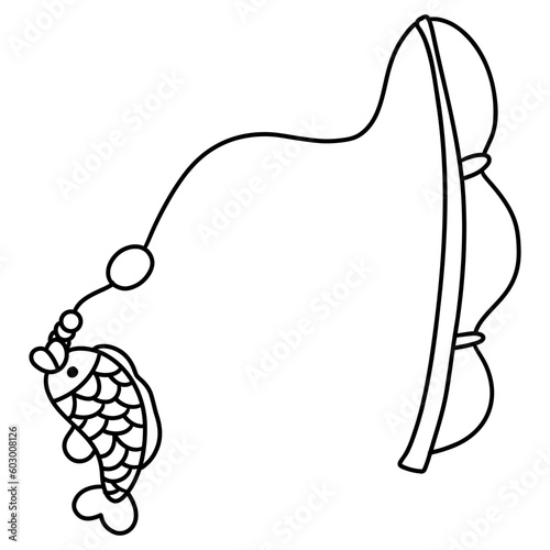 fishing rod, summer element on beach, Summer illustration