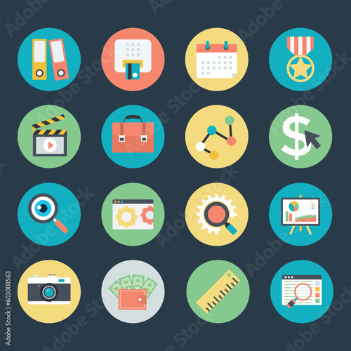 Pack of SEO Planning Flat Icons