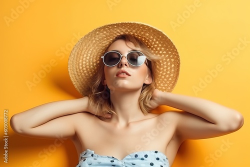Summer fashion  beautiful woman beach model  Ai generated 