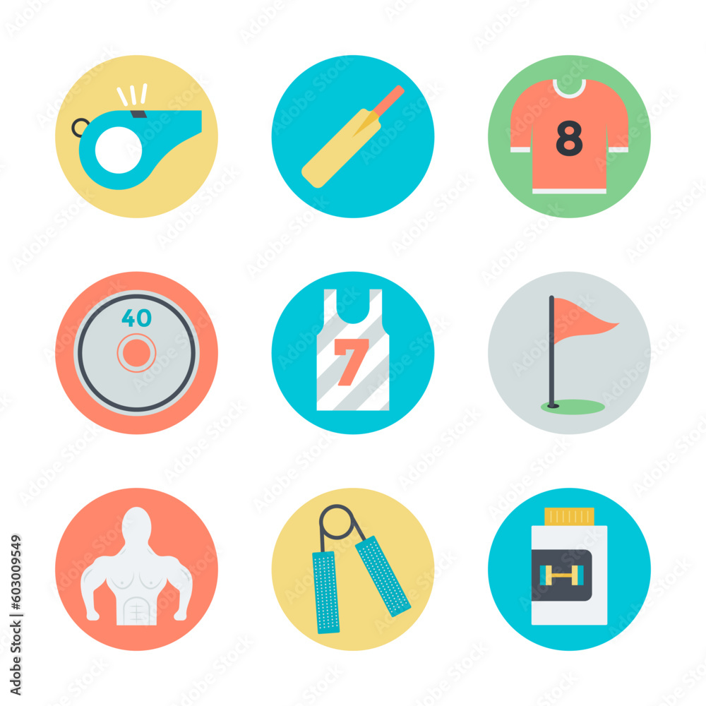 Pack of Games and Fitness Flat Icons

