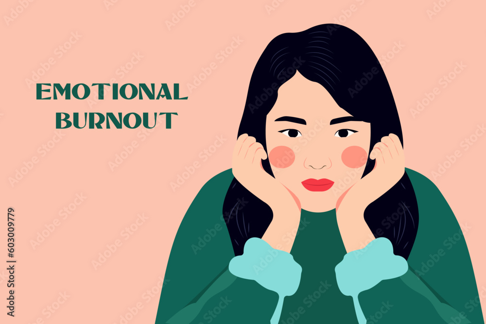 Vector illustration in a flat style. The concept of emotional burnout, mental and physical health, psychological illnesses and problems of modern society. Social media banner with place for text. Vector illustration in a flat style. The concept of emotional burnout, mental and physical health, psychological illnesses and problems of modern society. Social media banner with place for text.