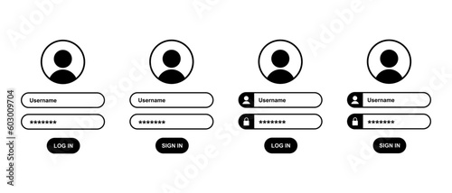 Log in form vector banner set. Log in template, account with user name and password symbol for apps and website