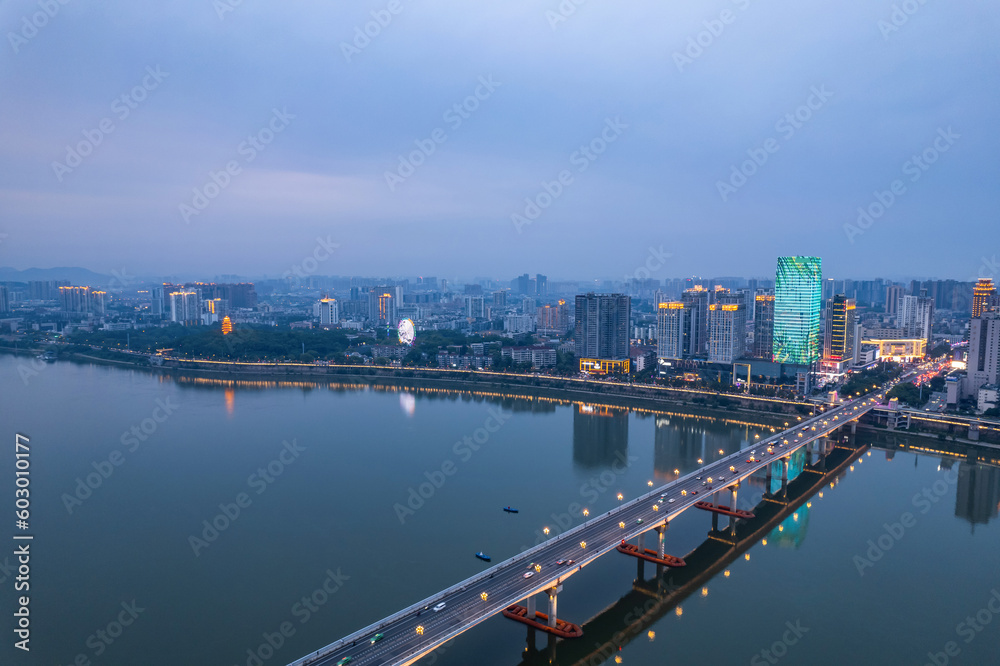 Night view of central square in Zhuzhou, China