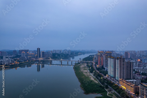 Scenery on both sides of the river in Zhuzhou, China