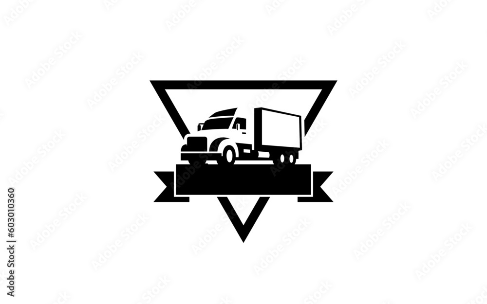 TRAILER TRUCK symbol with silhouette style for logo template, sign and brand. TRAILER TRUCK symbol with silhouette style for logo template, sign and brand.