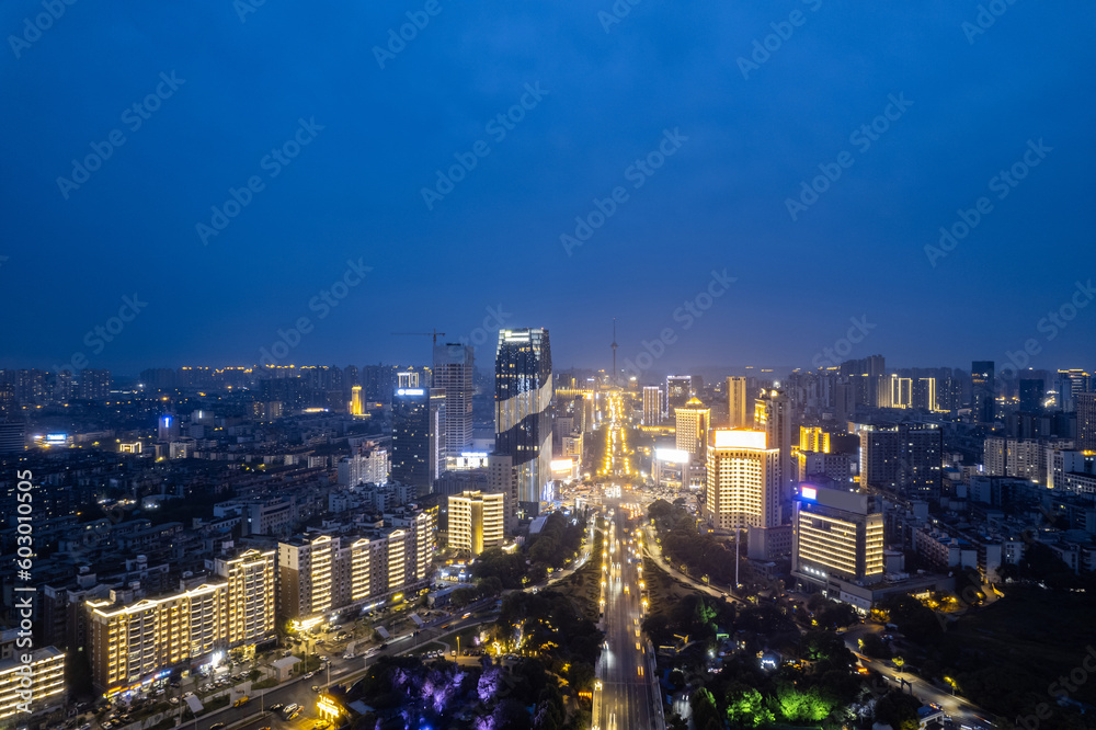 Night view of Tianyuan District, Zhuzhou City, Hunan Province, China