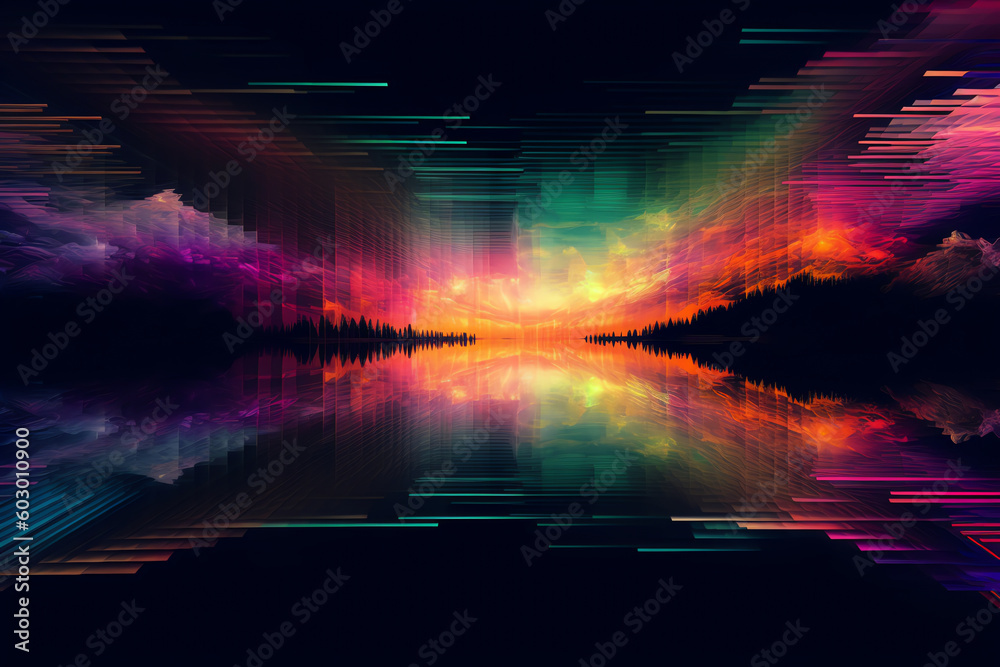 a colorful light landscape wallpaper. generative AI