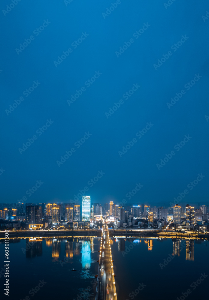 City night view of Zhuzhou City, Hunan Province, China