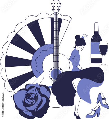 Flamenco concept. Traditional spanish dance, music.