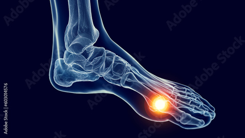 Fototapeta Naklejka Na Ścianę i Meble -  3D Rendered Medical Illustration of foot pain.