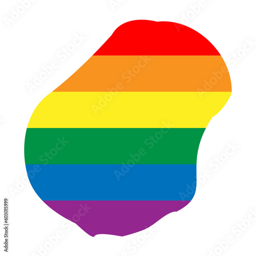 Nauru country silhouette. Country map silhouette in rainbow colors of LGBT flag.