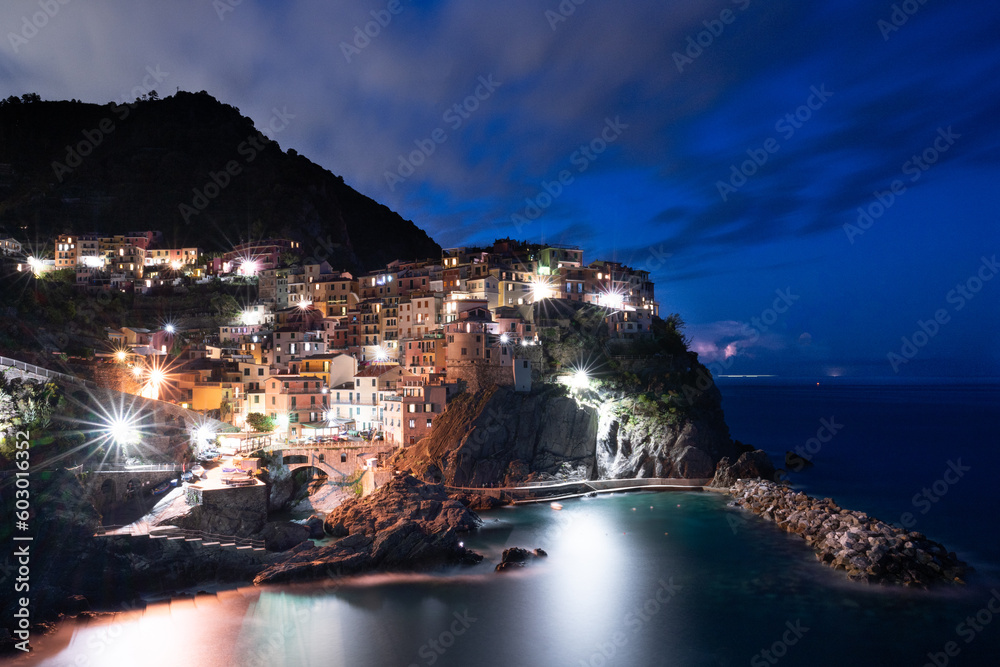 Manarola at night, Cinque Terre, Liguria, Italy