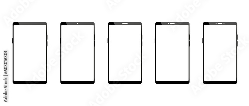 Smartphone mockup vector set. Mobile phone and gadget icon, vector illustration