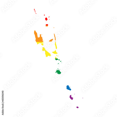 Vanuatu country silhouette. Country map silhouette in rainbow colors of LGBT flag.