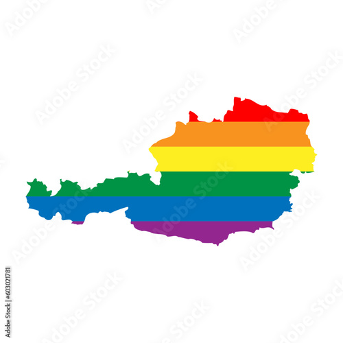 Austria country silhouette. Country map silhouette in rainbow colors of LGBT flag.