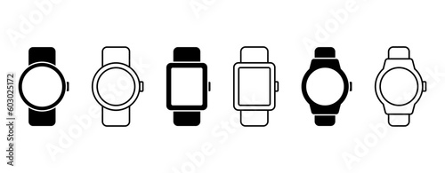 Smart watch vector icon set. Smartwatch symbol. Wrist accessory illustration