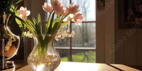 tulips in vase , ai generated