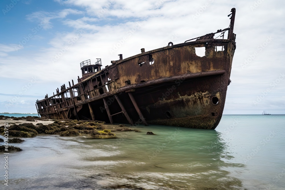 Haunting Reminder - Abandoned Shipwreck - AI Generated