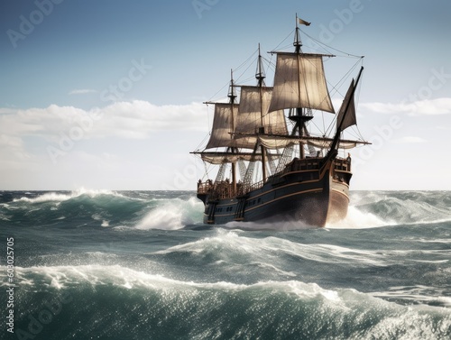 Open Sea Adventure - Old Pirate Ship - AI Generated