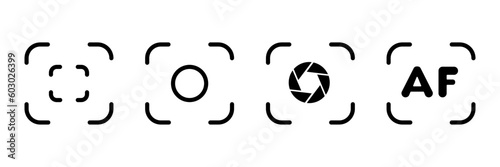 Auto focus camera vector icon set. Auto focus or target symbol can be used for web, mobile, ui