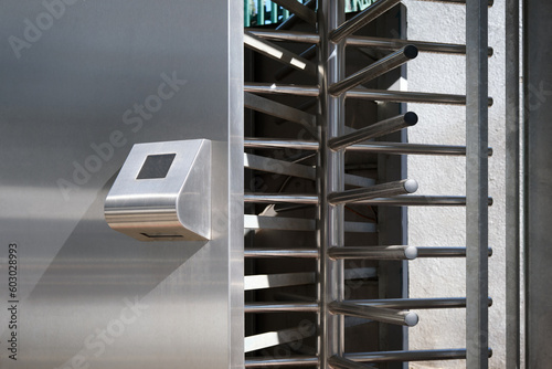 Turnstile for the passage of fans to the stadium using an electronic fan card.