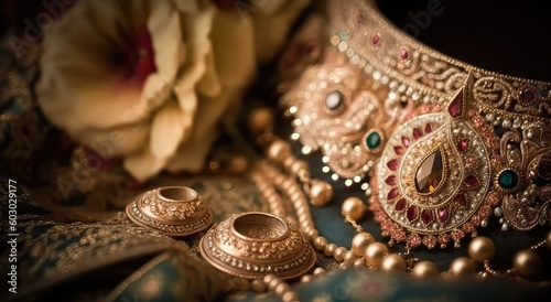 luxurious indian wedding jewelry wallpaper for special day generative ai
