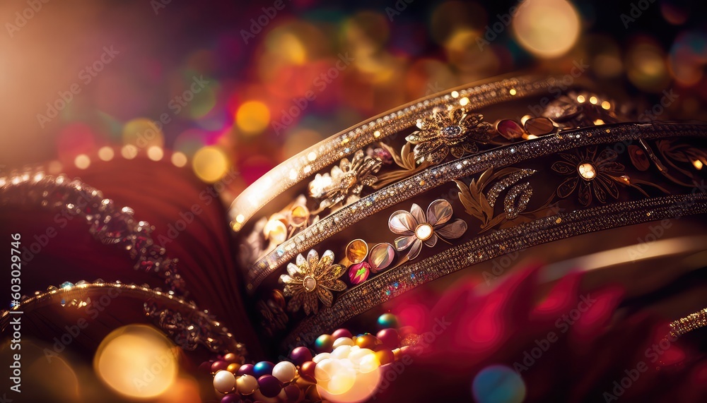 luxurious and ethnic indian bangle jewelry backdrop for wedding ceremony generative ai