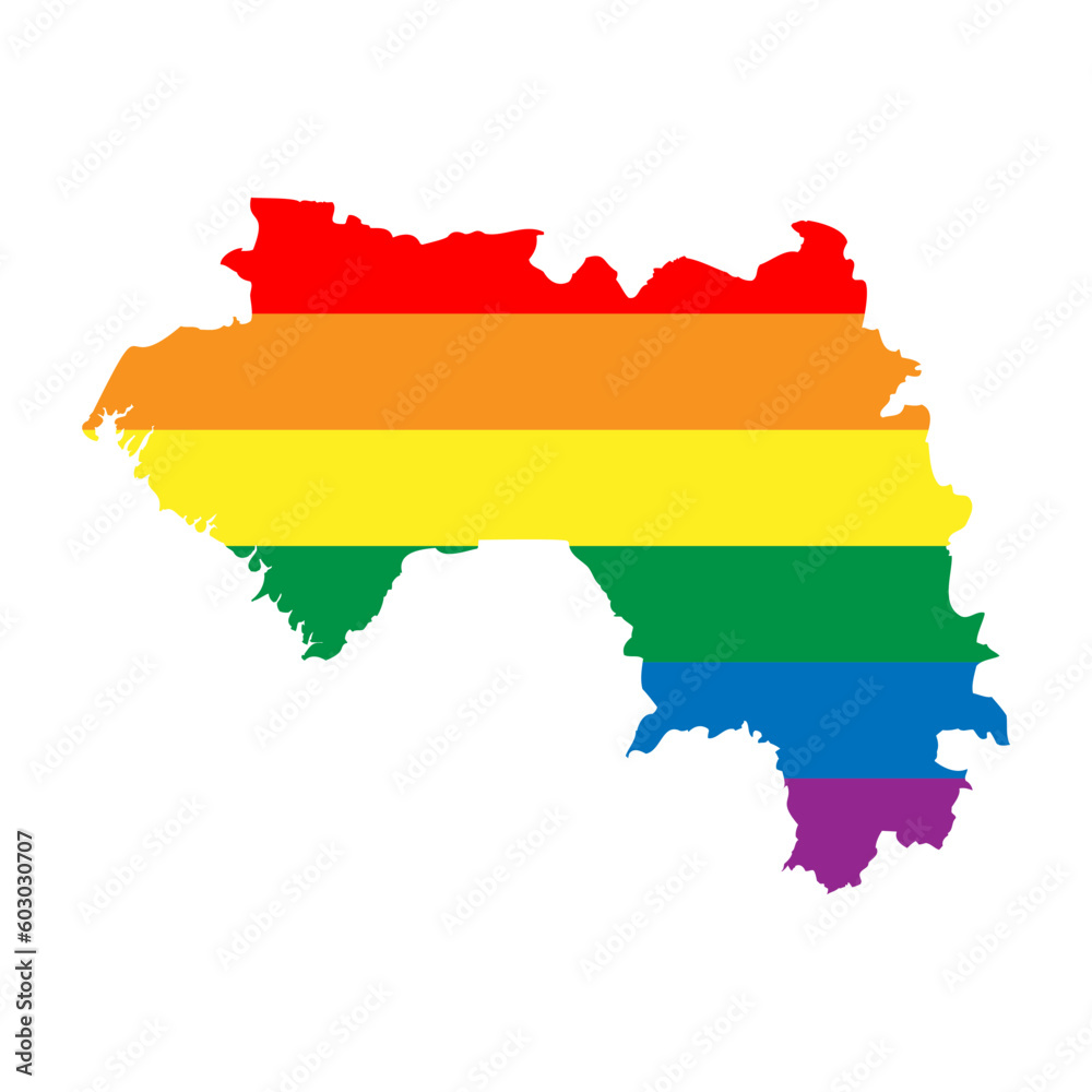 Guinea country silhouette. Country map silhouette in rainbow colors of LGBT flag. Guinea country silhouette. Country map silhouette in rainbow colors of LGBT flag.