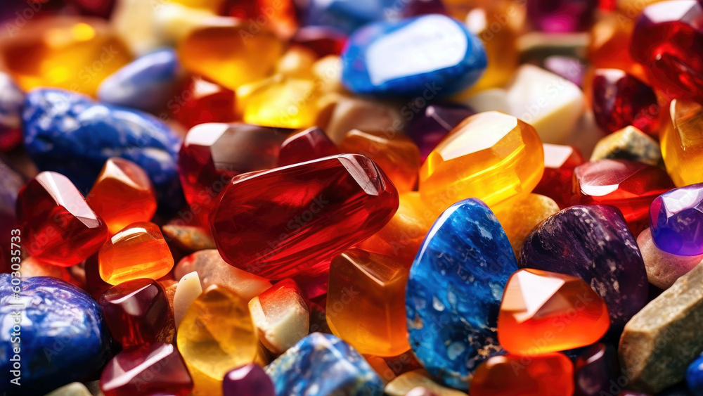 colorful and bright gemstones macro shot, close up, Generative AI colorful and bright gemstones macro shot, close up, Generative AI
