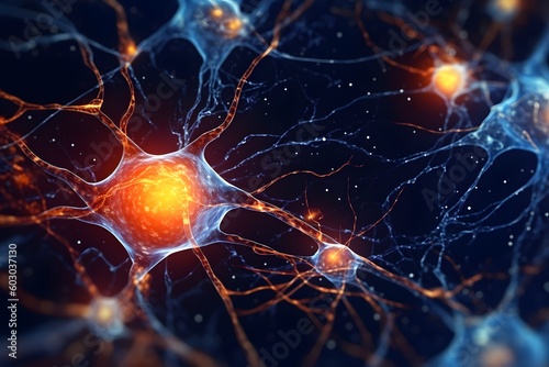 close up view of neuron cells transmitting a signal, ai tools generate image
