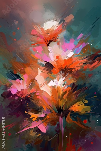 Abstract Artistry: A Masterful Abstract Painting of Flowers, Generative AI