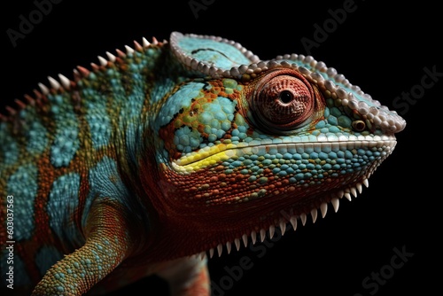 Wild Exotic Chameleon Makes a Colorful Appearance in its Natural Jungle Habitat, Generative AI