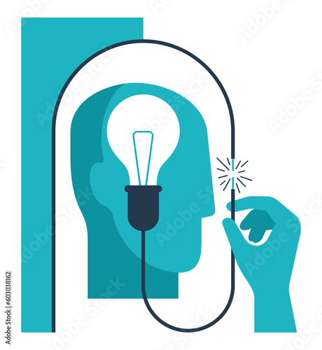 Lamp in persons head - Turn on your creativity