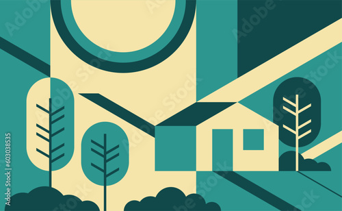 Beautiful rural geometric landscape 