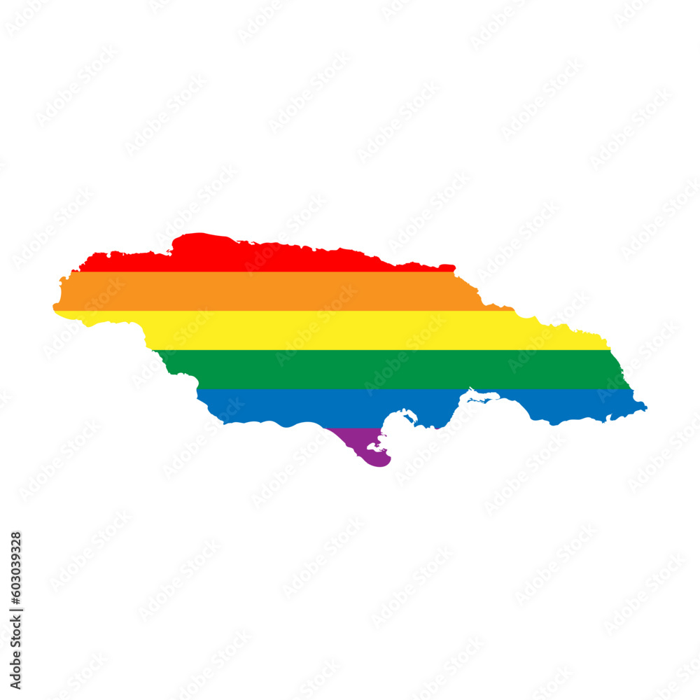 Jamaica country silhouette. Country map silhouette in rainbow colors of LGBT flag. Jamaica country silhouette. Country map silhouette in rainbow colors of LGBT flag.