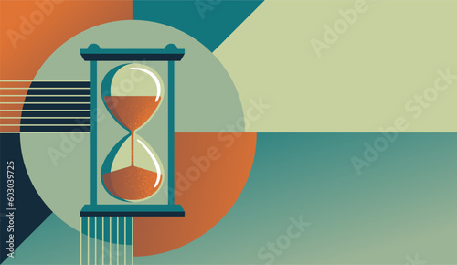 Time Management - hourglass in vintage style