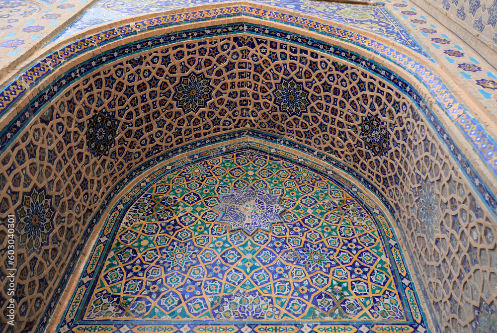 Internal decorations in the UlugBek Madrasah in Samarkand, Uzbekistan