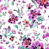 Flowers pattern, floral design, floral textile print.