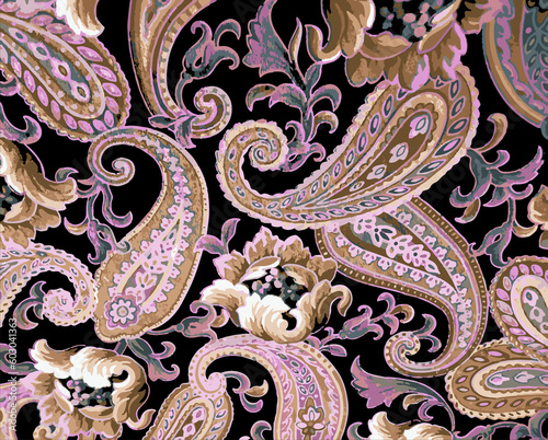 Seamless paisley pattern, ethnic floral design.