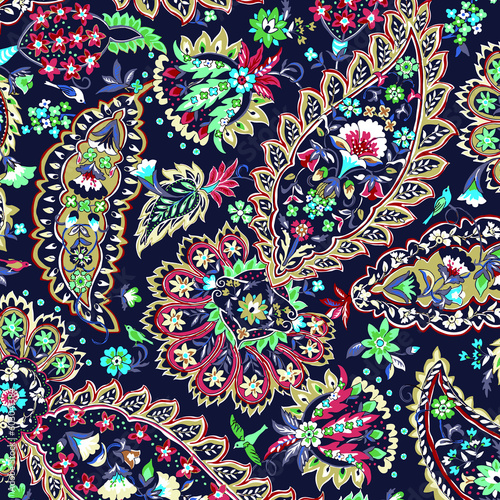 Seamless paisley pattern  ethnic floral design.