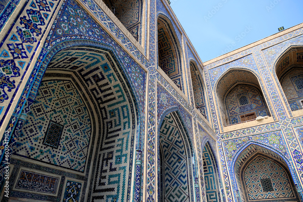 Inner courtyard of the UlugBek Madrasah in Samarkand, Uzbekistan